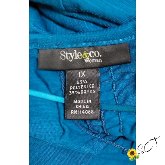 STYLE & CO - 1X Aqua Blue 🦋 Blouse - Picture 3 of 4